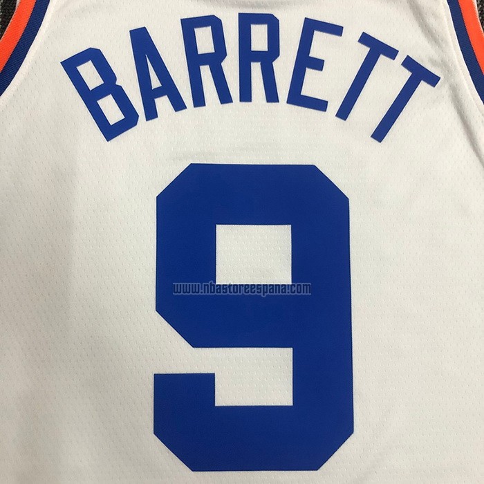 Camiseta New York Knicks RJ Barrett NO 9 75th Anniversary Blanco